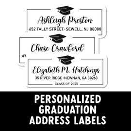 Return Address Labels for Graduation Class of 2025 | 30 Count of Self Adhesive Mailing Stickers for Grad Invites, Parties and Annoucements | College or High School Grads