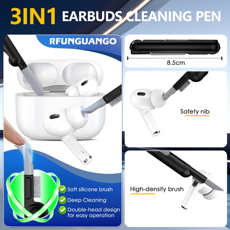 RFUNGUANGO for AirPods Pro 2nd Gen Protective Case with Cleaning