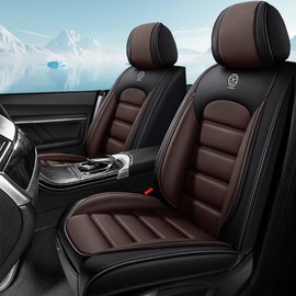 Cscevt 2 Seat Covers for Car Fit for Jaguar XF 2009-2024 Leather Seat Covers Breathable Waterproof Seat Protectors (Black-Coffee,Standard) Automotive Seat Covers with Airbag