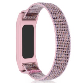 C2D JOY Sport Woven Nylon Strap For Kids Hoop&Loop Wristband Compatible with Garmin Vivofit JR/JR2 Tracker (Pink)-Small(4.7-6.7in)