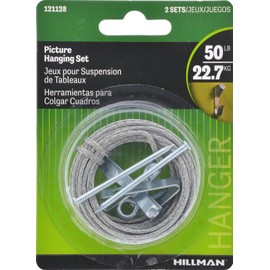 Hillman Hardware 121128 Picture Hanging Kit (50lb), Zinc, 2 Set
