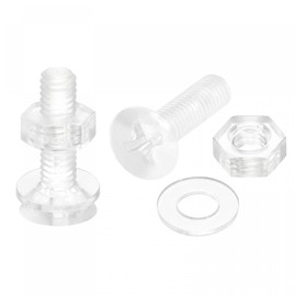 uxcell M4 x 16mm Plastic Phillips Machine Screws with Nuts and Flat Washers, PC Flat Head Machine Bolts Transparent 20 Sets