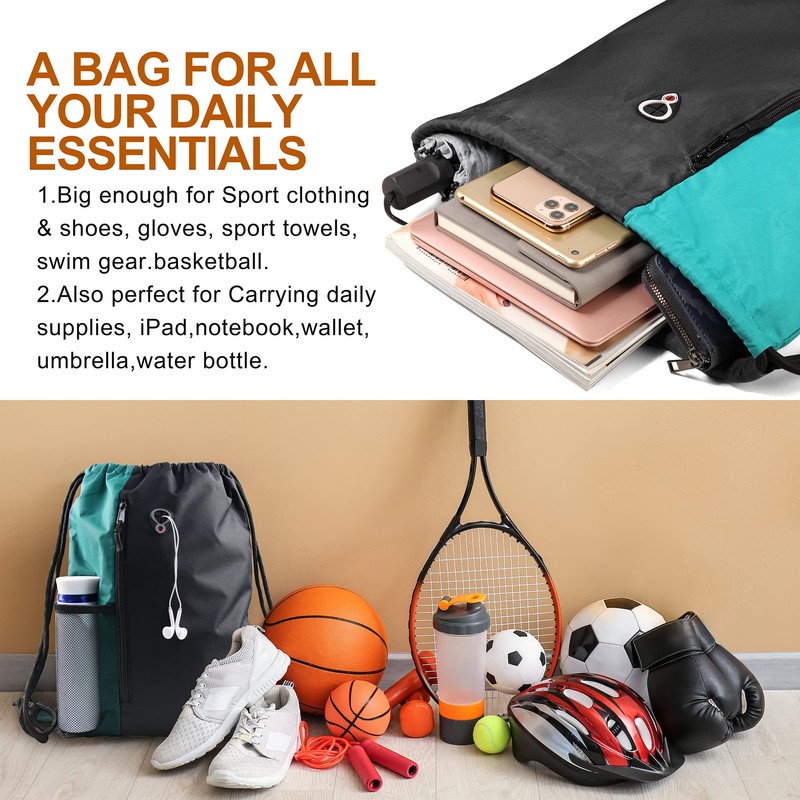 BeeGreen Maroon Sports Backpack - Heavy-Duty Drawstring Bag with Ventilated