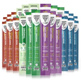 Mission Meats Variety Pack with Certified Organic Beef, Grass Fed, Free Range Turkey, and Cracked Pepper Pork – Gluten & Sugar Free, Whole 30 & Paleo Friendly, Delicious and Family Friendly (24 Count)