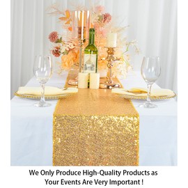 ShinyBeauty Table Runners Gold Sequin Table Runner 12x72-Inch Wedding Party Supplies Glitter Table Runner Sequence Linen Table Overlay for Birthday (12x72-Inch, Gold)