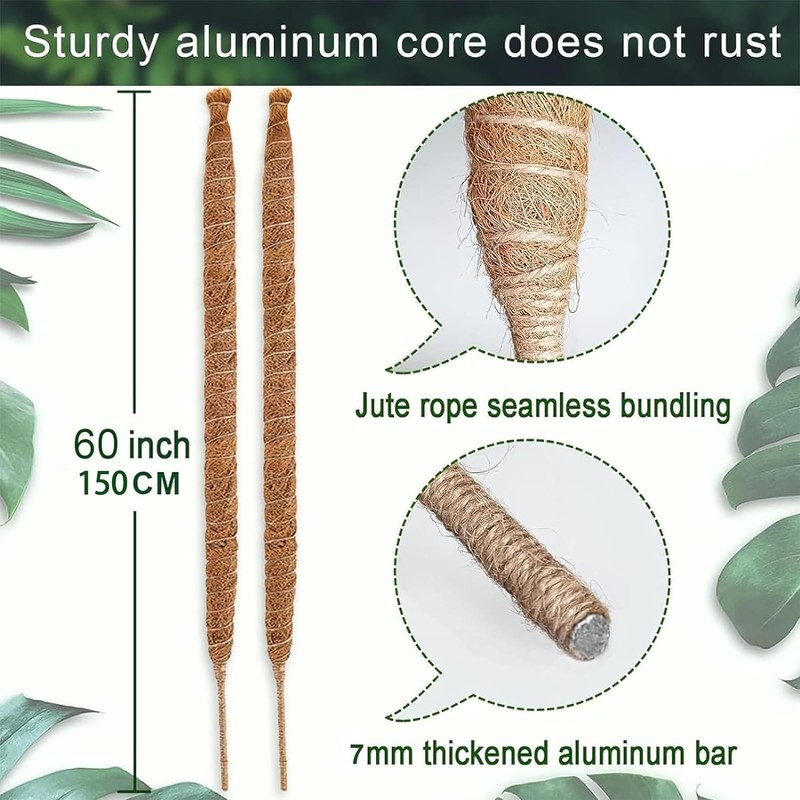 60 Inch Moss Pole, Bendable Moss Pole for Plants Monstera,
