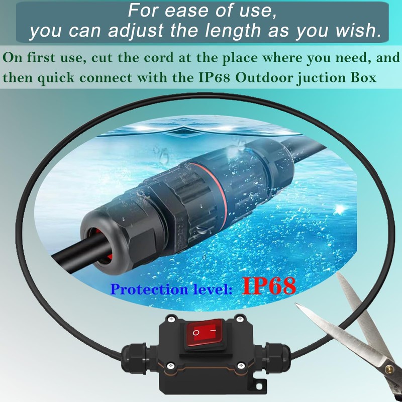 KarlKers 10FT 12V Inline Switch IP68 Waterproof, Outdoor On/Off Toggle
