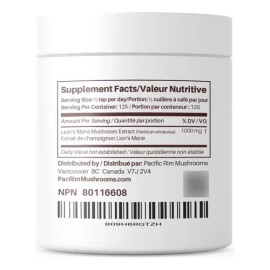 Pacific Rim Mushrooms Lions Mane Supplement Powder | High Potency