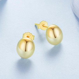 Qings Sterling Silver 925 Chunky Earrings Dupes for Women 18K Golden Waterdrop Gold-Plated Teardrop Earrings Thick Water Drop Teardrop Stud Earrings for Women, Sterling Silver, No Gemstone