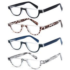 EYEURL Half Frame Reading Glasses for Women-4 Pack Blue Light Glasses Fashion Computer Readers for Women Anti UV Ray Eyeglasses with Spring Hinges,1.75