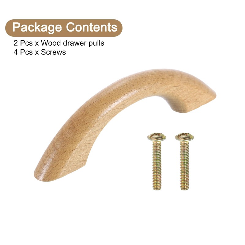 sourcing map 2Pcs Wood Drawer Pulls Handles, 64 mm/2.5" Hole