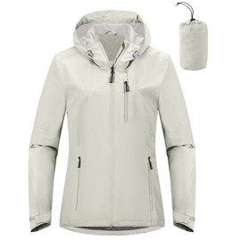 Outdoor Ventures Packable Rain Jacket Women Lightweight Waterproof Raincoat with Hood Cycling Bike Jacket Windbreaker