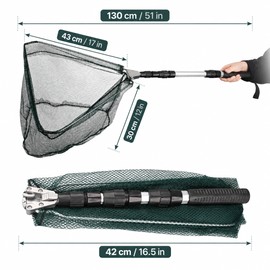 51 Inch Telescoping Fishing Landing Net for Catch & Release – Folding Aluminum Alloy Handle with Small Mesh