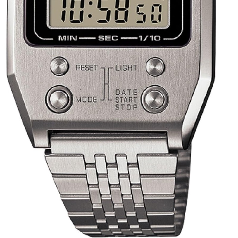 Casio A1100D-1D Digital Silver Strap Unisex Adult Watch, Gray Dial,