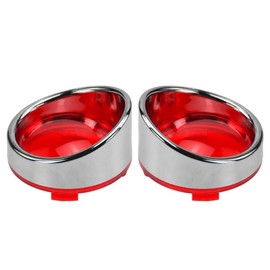 HCmotorku Motorcycle Bullet Turn Signals Lens Cover with Visors Bezels Fit for Harley Dyna Sportster Softail Touring Street Glide Road King 2pc (Chrome Housing Red Lens)