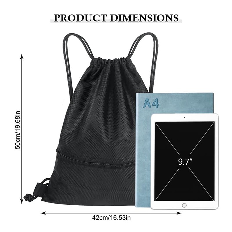 SWKJ Drawstring Bag, Large PE Bag Drawstring Gym Bag with