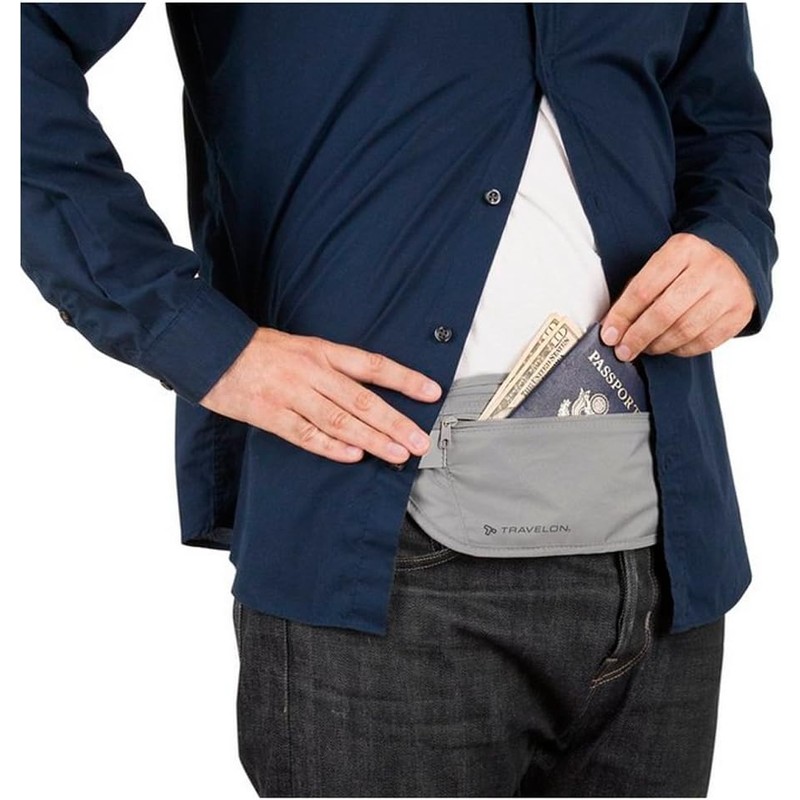 Travelon Rfid Blocking Undergarment Waist Pouch Travel Wallet, Gray, One