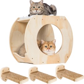 CoolEx Cat Wall Shelves Cat Wall Furniture, Cat Shelf with 3 Cat Wall Steps,Cat Shelves for Wall Large Cats Set,Cat Wall Bed with Plush Covered, Wall Mounted Cat Climbing Shelf for Indoor Cats