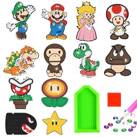 Diamond Painting Children, 12 Pieces DIY Diamond Sticker Kit, Cartoon Diamond Painting for Children, DIY Diamond Painting Kit for Children and Adults Beginners, Birthday Gift for Boys Girls
