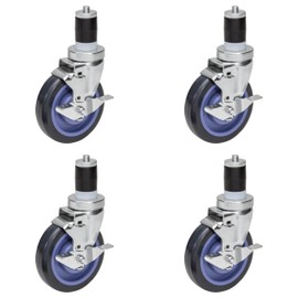 GSW Set of 4 Casters for 1-1/2" or 1-5/8" Tubing Legs for Worktables and Equipment Stands (5" Wheel (Brake X 4))