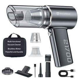 SECURIDE Car Vacuum Cordless Portable with Brushless Motor,16000PA Suction Power, 3-in-1 Compressed Air Duster & Air Blower & Pump Wireless Mini Handheld Cleaner for Home, Car, Pet, Office