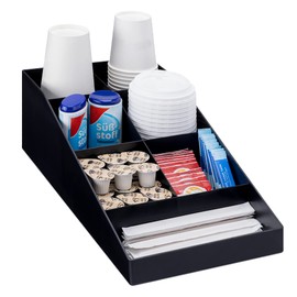 Navaris Coffee Station Organizer - 7 Compartment Coffee Bar for Office & Kitchen Countertop Organization