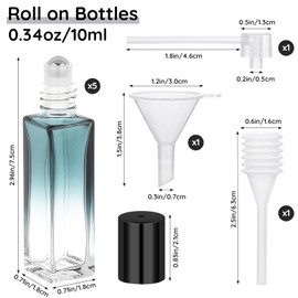 Segbeauty 0.34oz Glass Roller Bottles for Essential Oils, 5 Pack of 10ml Green Empty Rollerball Bottles for Oil, Anointing Oil Bottle for Travel Storage, Perfume Refill Bottle Travel Reusable