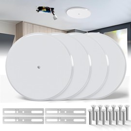 Gadgetzan Ceiling Cover Plate,5 Inch Smoke Detector Cover With Center Hole,Metal Round Blank Electrical Plate Fits 3-1/4" to 4" Electric Box,Hole Spacing 1.75" to 3.5" - (White-4 Pcs)