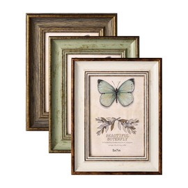 PSLXZXK 5x7 Picture Frame Set of 3 Rustic Retro Photo Frame with Real Glass for Tabletop Display or Wall Mount