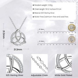 Eusense 925 Sterling Silver Pentagram Pendant Triple Moon Goddess Pendant Hecate Necklace Sun and Moon Necklace Jewellery Gifts Spiritual Amulet Wiccan Pagan Talisman for Men Women, Sterling Silver,