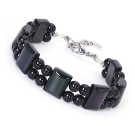 HASKARE Natural Crystal Beads Bracelet for Men Genuine Premium Obsidian Protection Guardian Stone Bracelet Energy Activation Mens Beaded Bracelet Rainbow Light Gradient Crystal Gifts for Mens Father