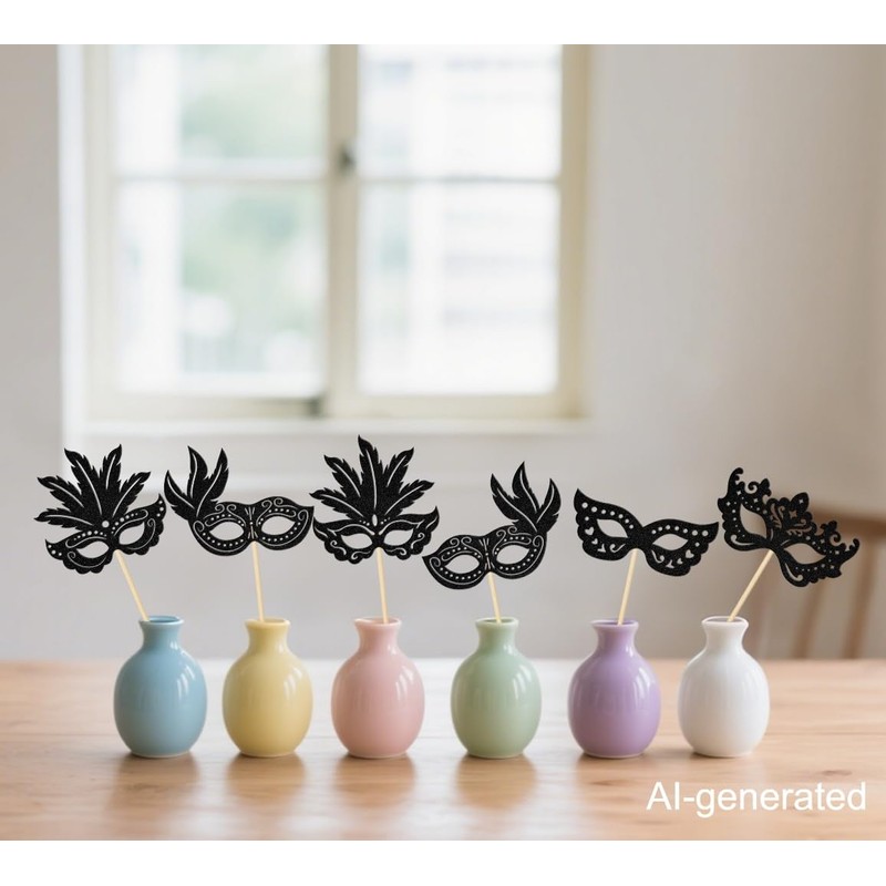 12 Pcs Masquerade Mask Centerpiece Sticks - Masquerade Mask Party