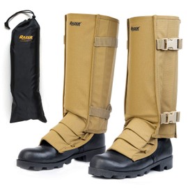 Razer Snake Gaiters for Hiking and Hunting - Snake Bite Protection Guards for Legs with Carry Bag, Heavy Duty, Adjustable Lightweight Flexible Design fits Men and Women (Tan)