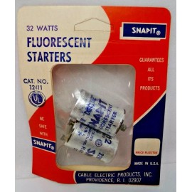snapit Lot of 2 Vintage SNAPIT 2 pk Fluorescent Starters 32 W FS-12  cat. 12411 NOS NEW