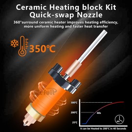 Wefuit Original K2 Plus Ceramic Hot End Kit with Full Metal Hardened Steel,Quick Replacement Nozzle 0.4 mm for Creality K2 Plus 3D Printer Print Head Spare Parts,350°C High Temperature Resistance