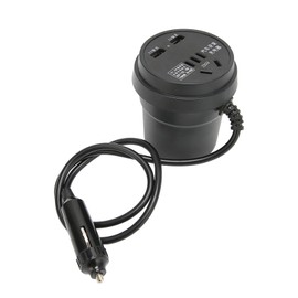 Black Car Inverter 150W DC 12‑24V to AC ‑ Converter 2 USB Port Power Adapter for Automobile