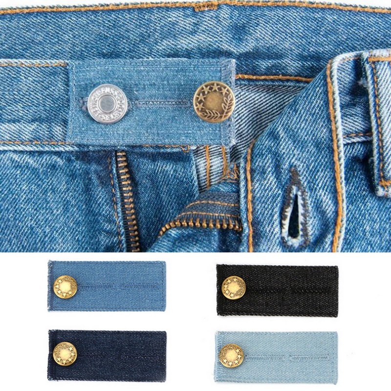 VANANA 4PCS Set Denim Waistband Button Extender Metal Buttons for