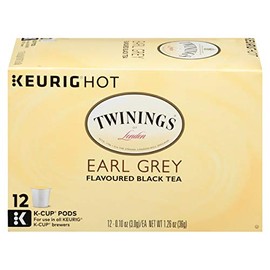 Twinings of London Earl Grey Flavoured Black Tea single serve capsules for Keurig K-Cup pod brewers, 12 Count (Pack of 2)