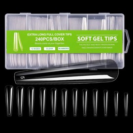 COLORBIRD Nail Tip, Long, Super Long, 240 Pieces, Super Demon Long, Clear, Gal Nail Nail (Ballerina SL)
