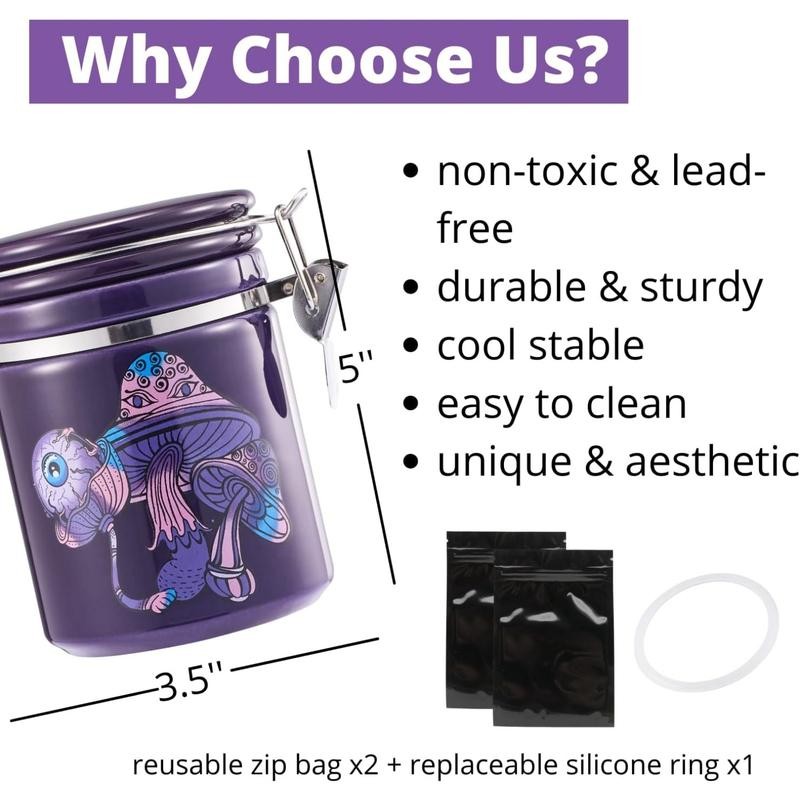Smell Proof Container (500ml - 1 Oz), Mushroom Stash Jar