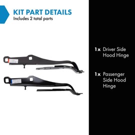 TRQ Hood Hinge Driver & Passenger Side CH1236117 CH1236118 Compatible with 2011-2023 Chrysler 300 2011-2014 Dodge Charger
