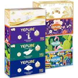 Yepure 예퓨어 케어 페이셜 티슈 30 로션 포함 민감한 및 순한 4겹 소프트 180Ct 밸류 팩 박스 [Nature] YePure Care Facial Tissue 30 with Lotion, Sensitive and Gentle 4-Ply Soft 180Ct Value Pack Box [Nature]