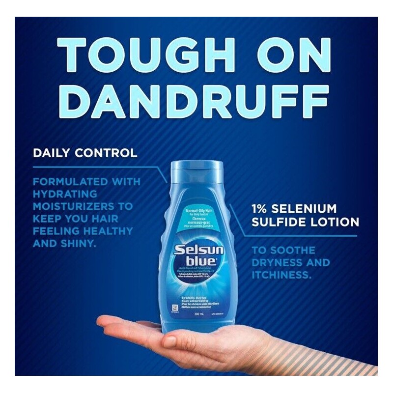 Selsun Blue Normal Oily Hair Anti-Dandruff Shampoo 300ml x3 bottles