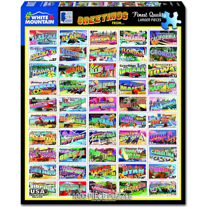 White Mountain State Greetings Stamps - 1000 Piece Jigsaw Puzzle