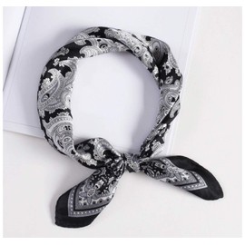ANDANTINO 100% Mulberry Silk Scarf -21” Lightweight Square Neckerchief – Breathable Digital Printed Scarves with Gift Packed, Black&white Paisley, Small