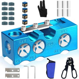 TAIPOXUN 11-in-1 Aluminum Alloy Pool Cue Tip Shaper, Pool cue Tips Replacement kit, Billiards Accessories Tool, Pool Stick Tips, Pool Table Accessories for Replacement and Shaping Cue Tips (Blue)