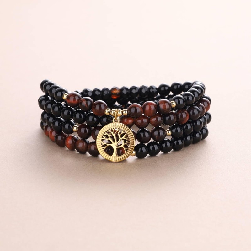 COAI Tree of Life Necklace 108 Mala Beads Prayer Wrap