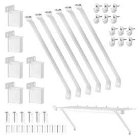 Innconee 6 Pcs 12 Inch Support Brackets for Wire Shelving 12 Wire Shelf Clips and 6 Shelf End Bracket with Anchors and Pins Suitability for Closet Installation Shelving Support Wardrobe Kitchen