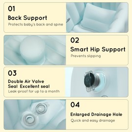 Inflatable Baby Bathtub, Baby Bathtub, Inflatable Without Air Pump, Travel Portable Bath for Shower Children, Portable Foldable Bathtub and Non-Slip, for Baby, Newborns (Blue)