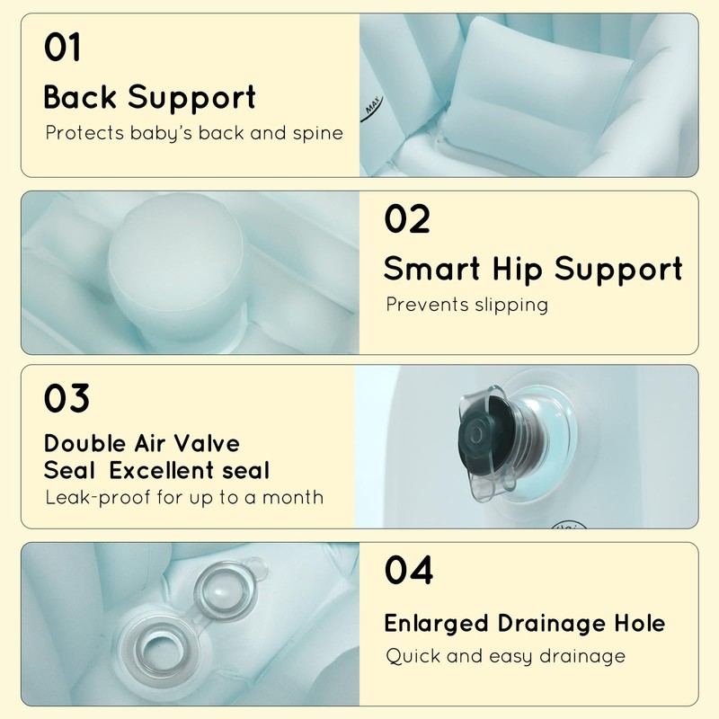 Inflatable Baby Bathtub, Baby Bathtub, Inflatable Without Air Pump, Travel